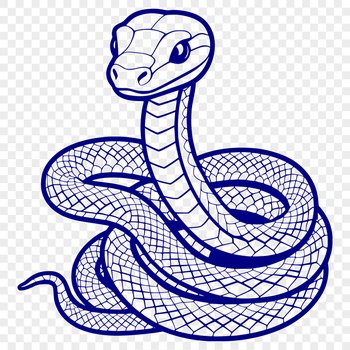 A detailed illustration of a snake's head and body.