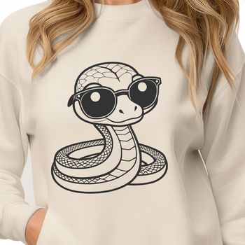 A stylized illustration of a snake wearing sunglasses in vector format.