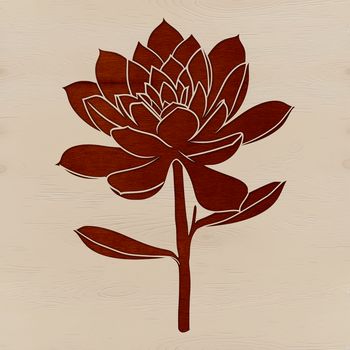 Succulent plant with thick, fleshy leaves in a compact rosette formation, ideal for vector art and cutting machine designs.