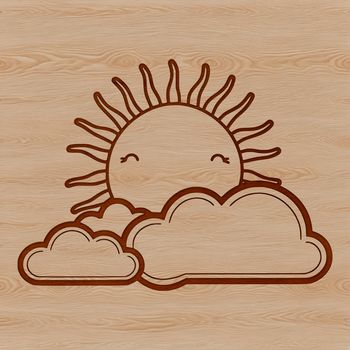 A stylized illustration of the sun with rays and warm colors, suitable for vector graphics.