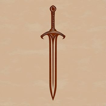 A 2D illustration of a medieval-style sword with a handle and blade.