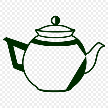 A stylized vector illustration of a teapot with a spout and handle.