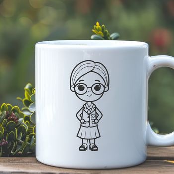 An illustration of a teacher, suitable for educational materials and artwork.