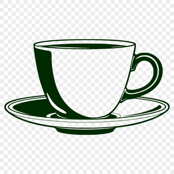 A ceramic teacup with delicate handle and saucer.