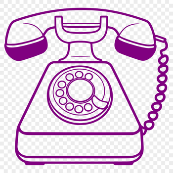 An illustration of a telephone with a minimalist design, suitable for digital and print applications.