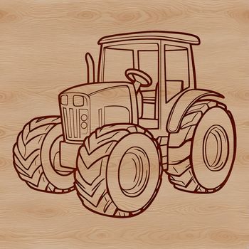 A simple illustration of a farm tractor in a clean vector design format.