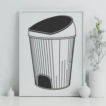 A simple illustration of a standard trash can with a lid, suitable for various design purposes.