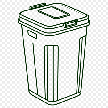 A minimalist illustration of a modern trash can with a lid, suitable for digital designs and creative projects.