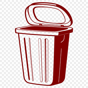 An illustrative representation of a trash can with a lid.