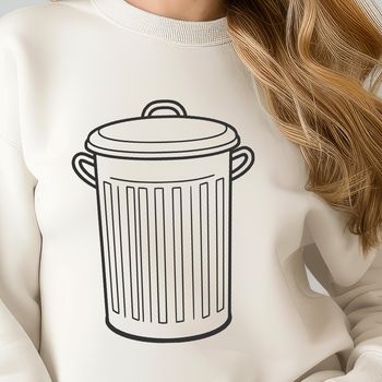 A vector illustration of a standard trash can with a lid on top, suitable for digital designs.