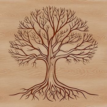 A stylized illustration of a tree with intricate details, suitable for vector graphics and various applications.