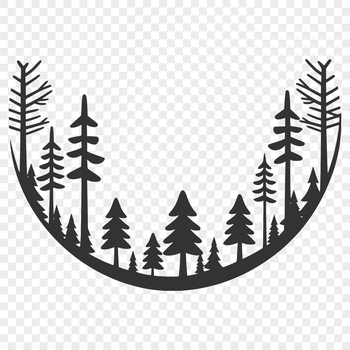 A detailed illustration of a forest landscape with various trees and foliage, suitable for vector graphic design.