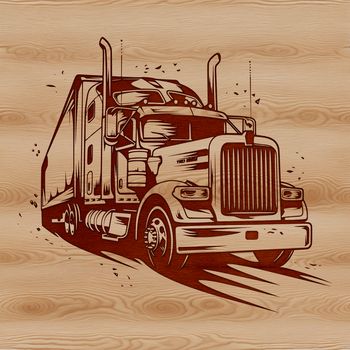 A detailed illustration of a semi truck, suitable for use in graphic design projects.