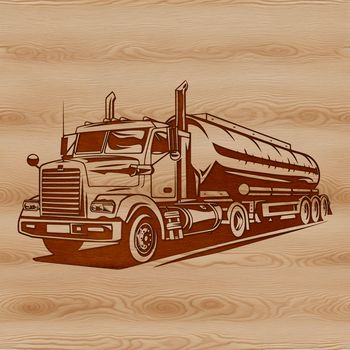 A detailed illustration of a large semi truck with its trailer, perfect for vector art and design projects.