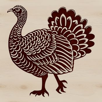 A stylized illustration of a domesticated turkey, suitable for use as clip art or vector design.