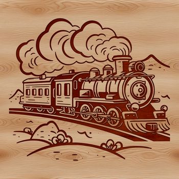 A detailed illustration of a train, suitable for digital cutting machines like Cricut or laser cutters.
