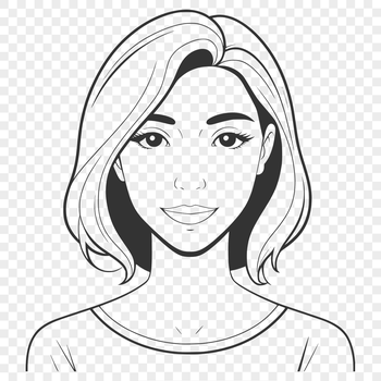 A woman designed as a printable SVG template for various creative projects.