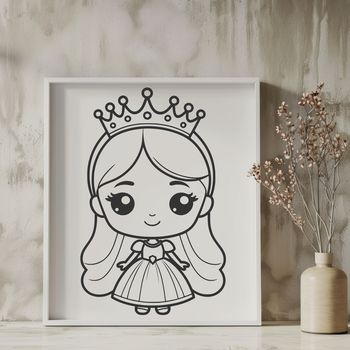 A royal female character with long hair and a crown, suitable for digital design projects.