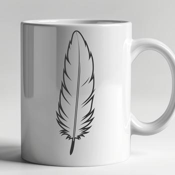 A single white feather with a delicate texture and subtle curvature.