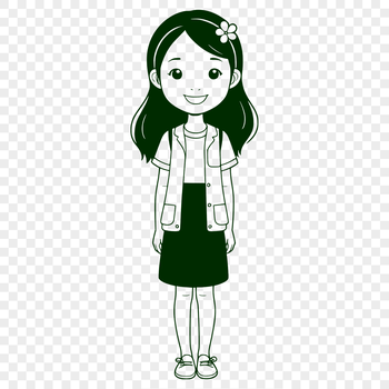 A young girl's portrait made from vector shapes.