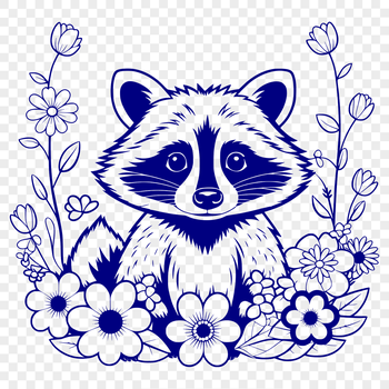 A detailed illustration of a raccoon, suitable for vector graphics and cutting machine designs.