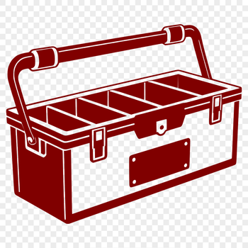 A digital illustration of a toolbox with various tools and equipment, suitable for commercial or personal use.
