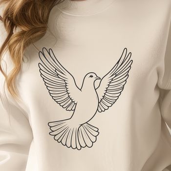 A detailed illustration of a white dove with subtle texture, suitable for vector graphics and cutting machine designs.