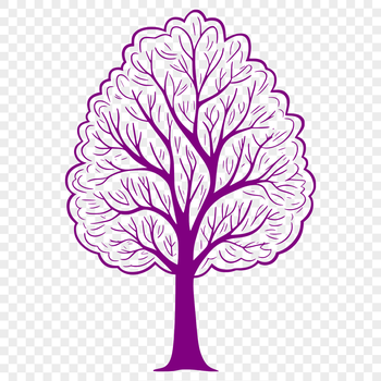 A graphic illustration of a tree with branches and leaves, suitable for digital design and cutting machine applications.