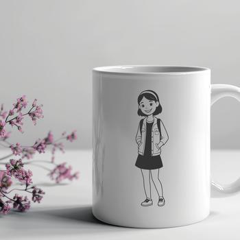 A young female figure created in vector format.