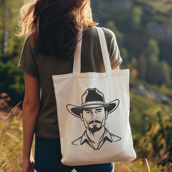 A digital illustration of a cowboy, suitable for vector graphic design.