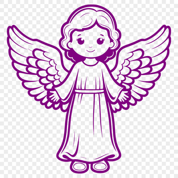 A vector graphic illustration of a winged angel with a gentle expression.