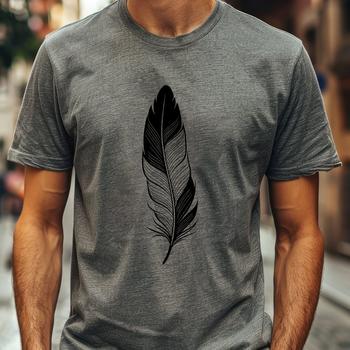 A detailed illustration of a single bird's feather, created in vector format with precise lines and curves.