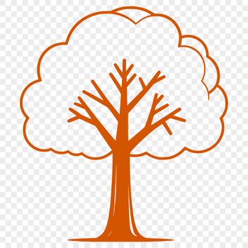 A stylized illustration of a tree in a digital vector format.