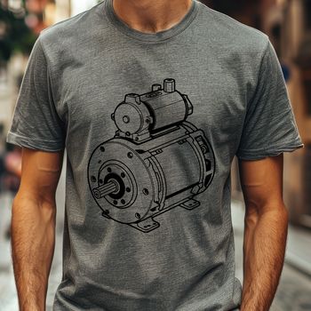 Vector illustration of a motor, suitable for cutting machines like Cricut or laser cutter designs.