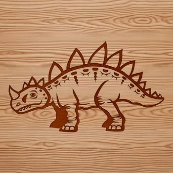 A prehistoric Stegosaurus dinosaur with plates on its back.