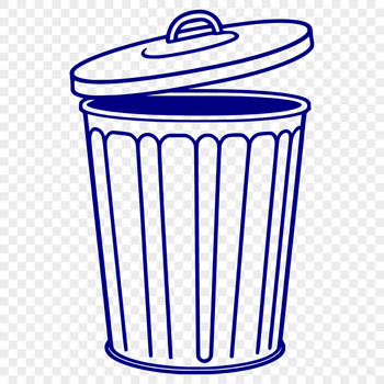 A graphic representation of a trash can with a simple design, suitable for digital use.