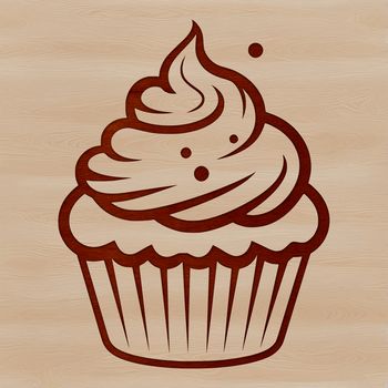 A vector illustration of a single serving dessert cake on a plate.