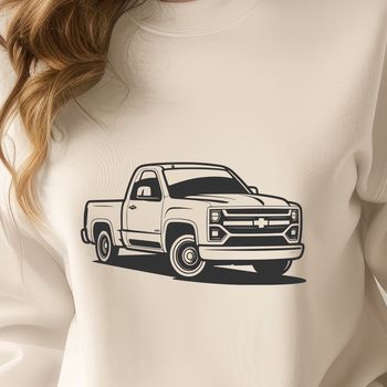A vector illustration of a pickup truck in a clean design style.
