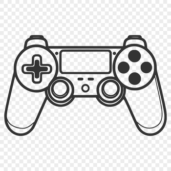 An SVG design of a standard gaming controller used to play video games on various platforms.