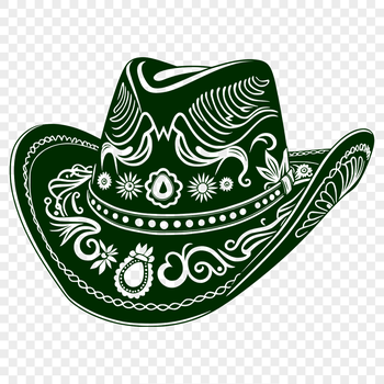 A simple design of a classic cowboy hat made up of lines and curves.