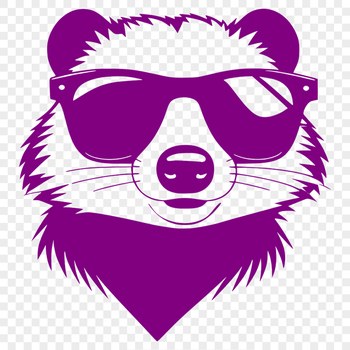A cartoon badger with sunglasses standing on its hind legs.
