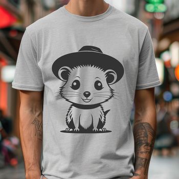 A nocturnal wild animal wearing a hat in a digital illustration.