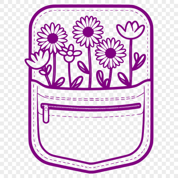 A stylized illustration of a pocket with floral elements and patterns.