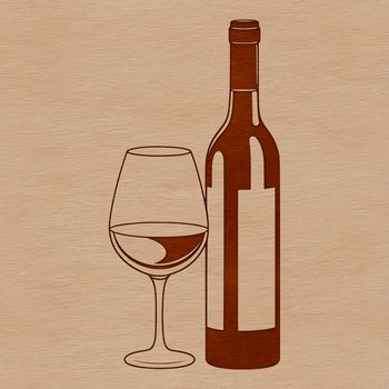 A wine bottle filled to the brim with a glass partially filled next to it.