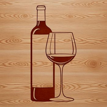 Vector design of a bottle of wine on a table, suitable for various uses.