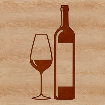 A clear illustration of a wine bottle in a glass, ideal for digital cutting machines and laser cutters.