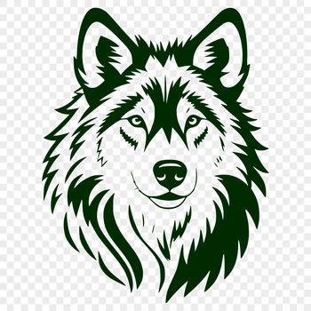 A wolf's head rendered as a vector graphic, suitable for cutting machines or laser cutters.