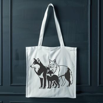 A detailed illustration of a wolf's full body, suitable for vector art and cutting machine designs.