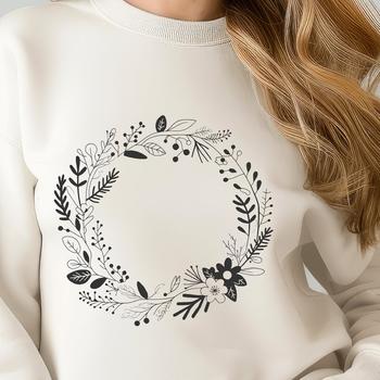 A floral design featuring a wreath shape in vector format.