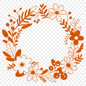 A floral wreath design made using vector art software, suitable for cutting machine stencils or laser cutting.